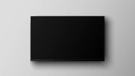Realistic smart LED television screen on gray background, vector illustrationのイラスト素材