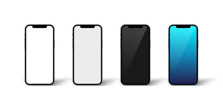 Smartphone application screen mockup isolated on white baclground, vector illustrationのイラスト素材