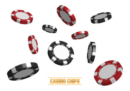 3D casino poker chips isolated on white background, vector illustrationのイラスト素材