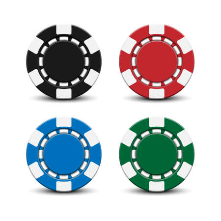 3D casino poker chips isolated on white background, vector illustrationのイラスト素材