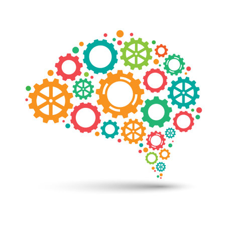 Abstract colorful gear brain, creative thinking design concept, vector illustrationのイラスト素材