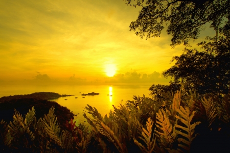 The beautiful sunrise in Thailand seaの写真素材