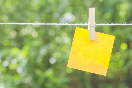 Paper note with peg on green backgroundの写真素材