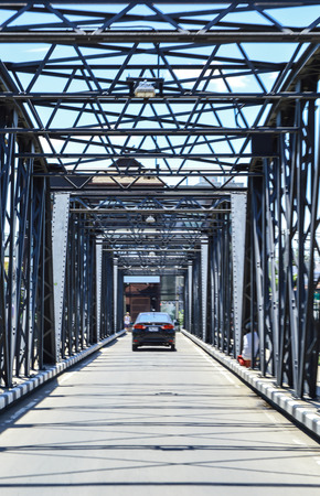 Iron Bridge over the River in chiangmaiの写真素材