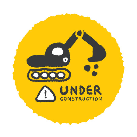 Under construction sign in cartoon style, freehand drawing vector Illustrationのイラスト素材