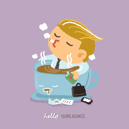 young business character relaxation, freehand vector Illustrationのイラスト素材