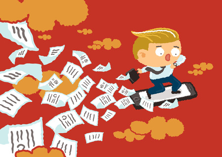 young business hurry up character design - freehand drawing vector Illustrationのイラスト素材