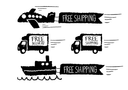 Free shipping and Free delivery, freehand drawing vector Illustrationのイラスト素材