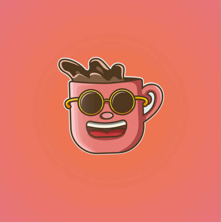 chocolate cup vector wiith cute character smile and warmのイラスト素材