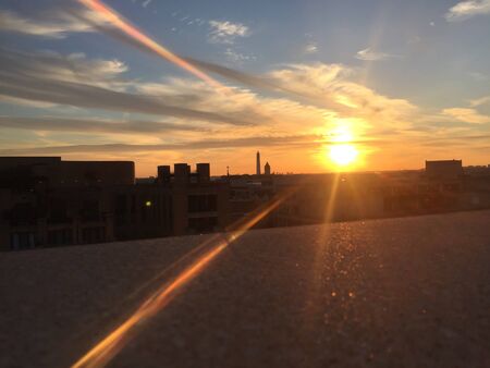The washington Monument in Washington D.C. on a crisp fall sunset