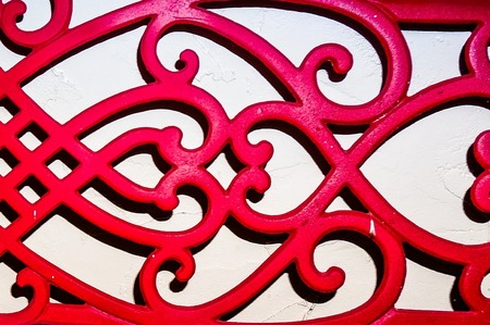 empty red iron bench  on a white background