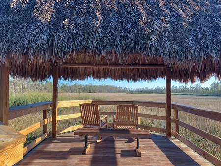 tiki hut in the wetlands of Floridaの写真素材