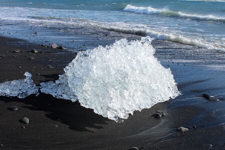 ice on the Diamond beach of Icelandの写真素材