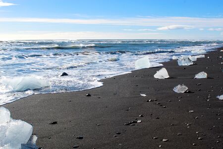 ice on the Diamond beach of Iceland