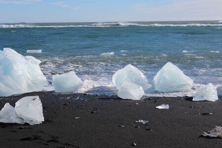 ice on the Diamond beach of Iceland
