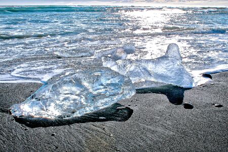 ice on the Diamond beach of Icelandの写真素材