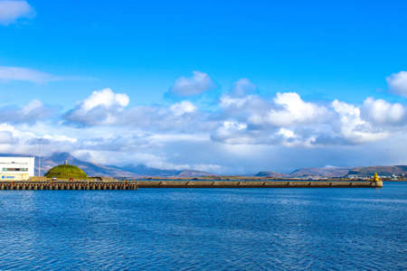 blue water and mountains in Reykjavik harbor