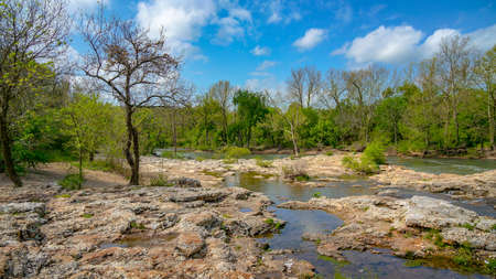 Grand Falls on Shoal Creek in Joplin, Missouriの写真素材