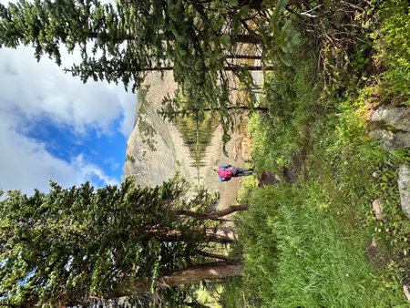 Climbing in the Pyrenees, Huesca, Aragon, Spainの写真素材