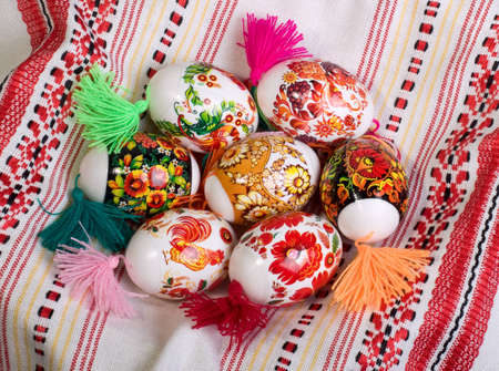 A collection of colorful Easter eggs.の写真素材