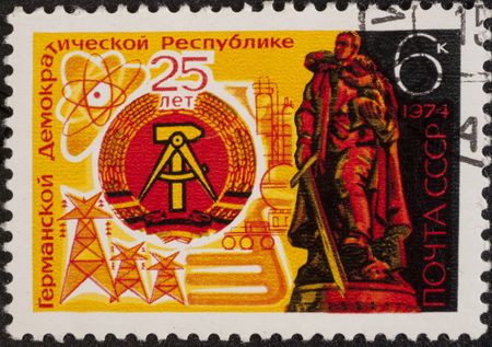  Vintage stamp devoted  25 years of German Democratic Republic