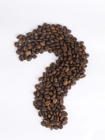 Coffee beans. Question mark.    の写真素材
