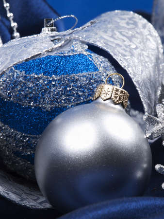 Christmas still life with decorations and for a fir-treeの写真素材