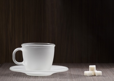 Empty cup from glass on a dark backgroundの写真素材