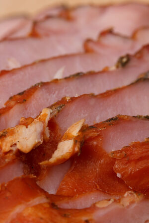 Close up of asmoked   holiday ham on the kitchen tableの写真素材