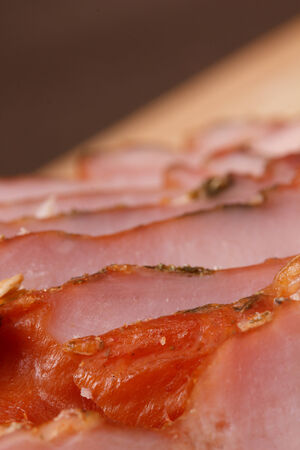 Close up of asmoked   holiday ham on the kitchen tableの写真素材