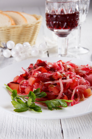 Russian Vinaigrette it includes diced cooked vegetablesの写真素材