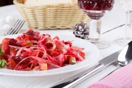 Russian Vinaigrette it includes diced cooked vegetablesの写真素材
