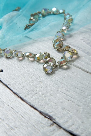Vintage nice necklace with colored stones. Closeup.の写真素材