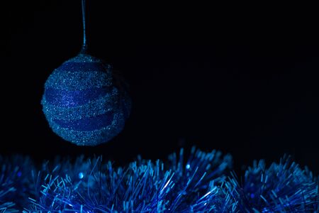 Christmas concert with blue accessories on a abstract backgroundの写真素材