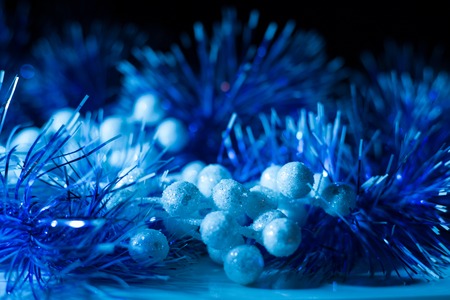 Christmas concert with blue accessories on a abstract backgroundの写真素材