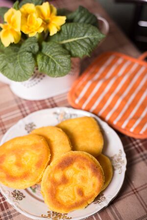 Flatbread made of corn flour. Selective Focusの写真素材