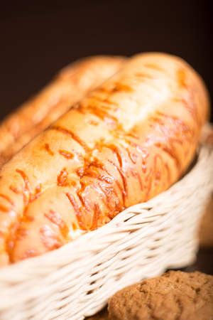 Fresh delicious Loaf on the table. Closeup.の写真素材