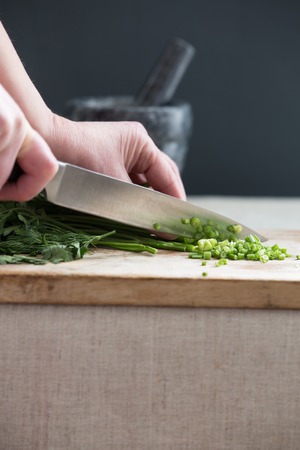 Dill and parsley on the kitchen table