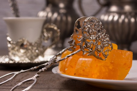 Delicious orange marmalade and antique nippersの写真素材