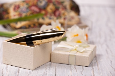 Vintage Cosmetic Bag, Mascara and Lipstickの写真素材