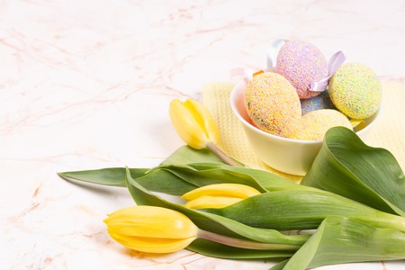 Beautiful easter background with fresh spring flower