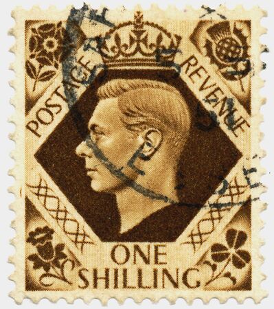 POLTAVA, UKRAINE - APRIL 21, 2019. Vintage stamp printed in Great Britain 1937 shows , King George VIのeditorial素材