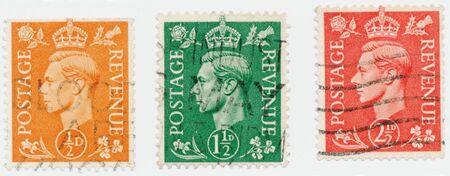 POLTAVA, UKRAINE - APRIL 27, 2019. Vintage stamp printed in Great Britain 1951 shows , King George...