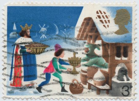 POLTAVA, UKRAINE - JUNE 12, 2019. Vintage stamp printed in Great Britain 1973 shows Christmasのeditorial素材