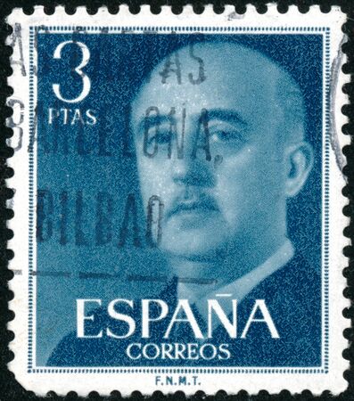 POLTAVA, UKRAINE - SEPTEMBER 25, 2019. Vintage stamp printed in Spain 1955 shows General Francoのeditorial素材