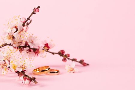 Wedding concept with flowers apricots in pinkの写真素材