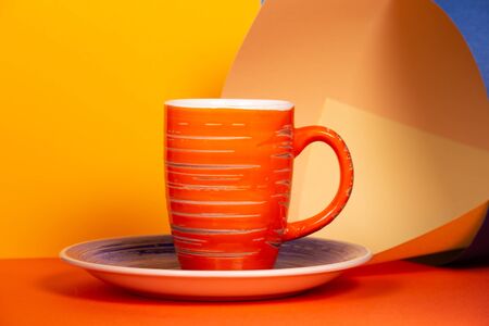 Asymmetric, abstract geometric background using orange and yellowの写真素材