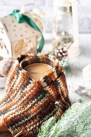 Christmas concept with sweets and accessories on the table