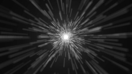 Space traveling. Particle zoom background. 3D renderedの写真素材