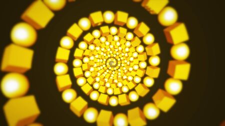 Abstract background with cubes and sphere rotating. Technology concept backdrop. 3D renderingの写真素材